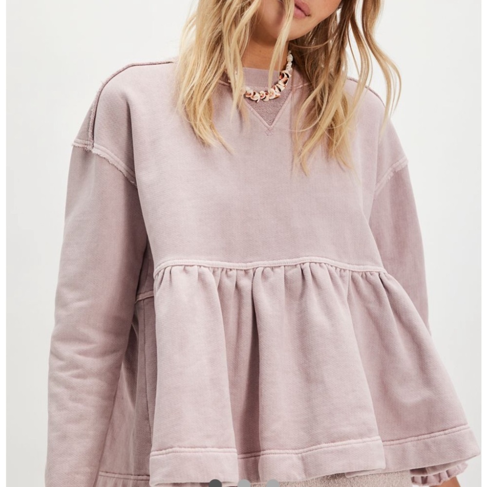 Free People Dusty Pink Peplum people bb doll sweater